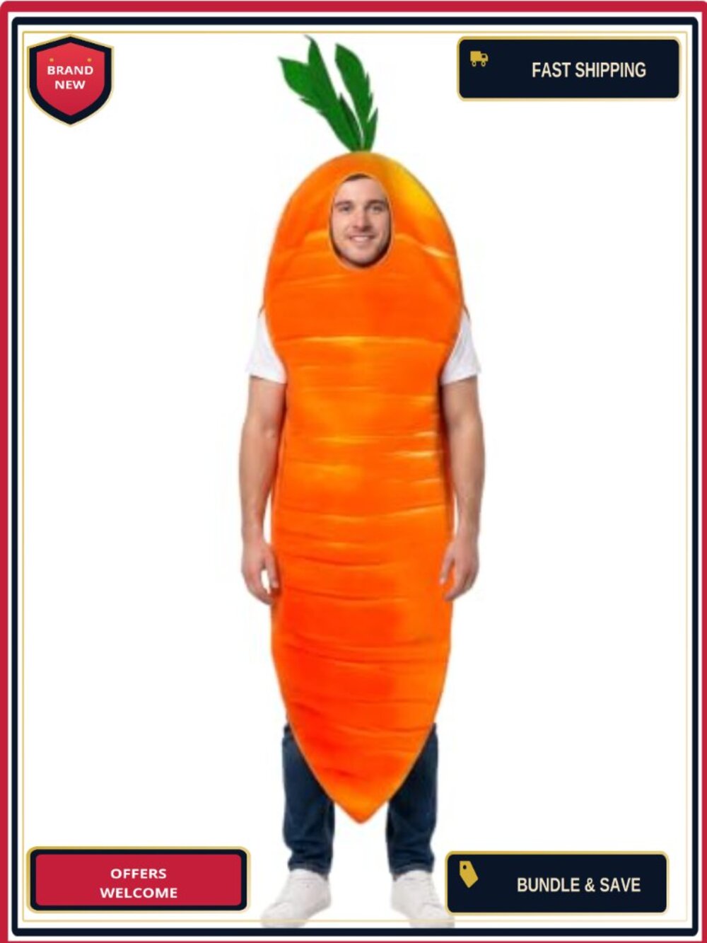 Adult Carrot Costume Funny Vegetable Halloween Food Cosplay Tunic